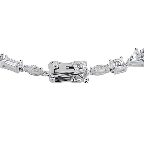 Lustro Stella Finest CZ Mixed Shapes 8" Bracelet in Rhodium Over Sterling Silver - Picture 3 of 3